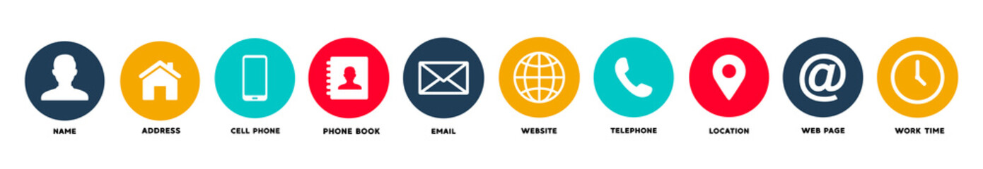Wall Mural - contact information icons, vector for business card and website