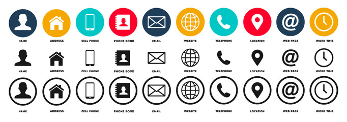 Wall Mural - contact information icons, vector for business card and website