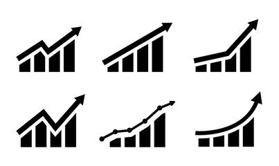 Wall Mural - Growing graph icon vector set