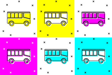 Wall Mural - Set Bus icon isolated on color background. Transportation concept. Bus tour transport sign. Tourism or public vehicle symbol. Vector.