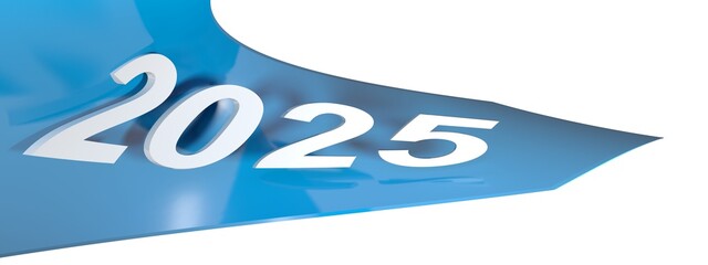 Poster - 2025 blue arrow on white background - 3D rendering illustration