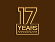 17 years anniversary design line style with square golden color isolated on brown background can be use for special moment celebration