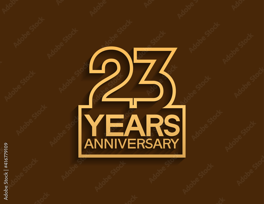 23 years anniversary design line style with square golden color isolated on brown background can be use for special moment celebration - obrazy, fototapety, plakaty 