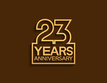 23 Years Anniversary Design Line Style With Square Golden Color Isolated On Brown Background Can Be Use For Special Moment Celebration