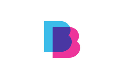 Sticker - intersected B letter logo icon for company. Blue and pink alphabet design for corporate and business