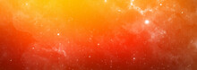 Vibrant Orange Colors Stars And Galaxy Outer Space Sky Night Universe Vibrant Colorful Starry Banner Background Of Starfield