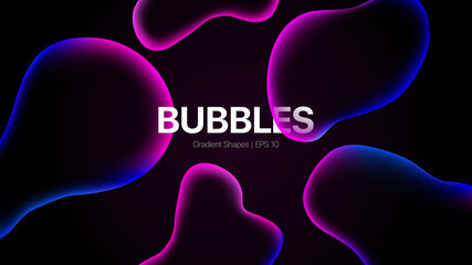 Poster - Trendy Dark Abstract Background. Bubbles Shapes. Liquid and Fluid Style. Vector illustration