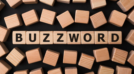 Wall Mural - Word BUZZWORD made with wood building blocks