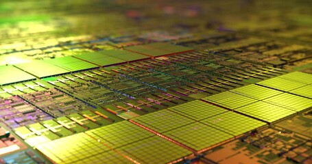 Poster - High speed data processing, high-tech GPU, CPU background. Digital crypto nanotechnology, Neural network, AI, futuristic processor. Development innovation . 3D rendering 4K loop.