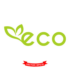 Wall Mural - ECO icon vector logo template, leaf icon