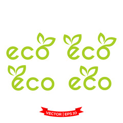 Wall Mural - ECO icon vector logo template, leaf icon 