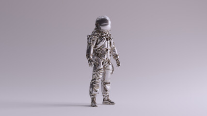 Wall Mural - silver spaceman astronaut cosmonaut ace style 3d illustration 3d render