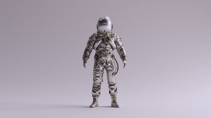 Wall Mural - silver spaceman astronaut cosmonaut ace style 3d illustration 3d render