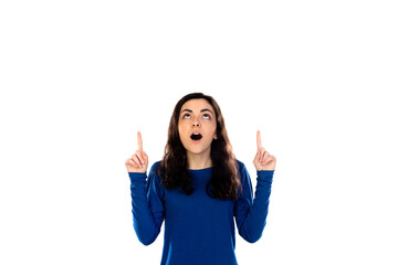 Adorable teenage girl with blue sweater