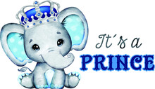 Royal Elephant Silver Blue Crown Vector Images Sublimation, Prince Clip Art Set
