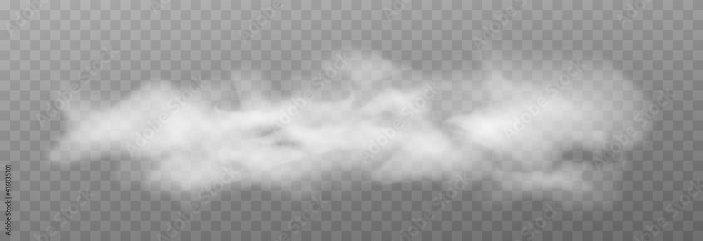 Vector cloud of smoke or fog. Fog or cloud on an isolated transparent background. Smoke, fog, cloud png. - obrazy, fototapety, plakaty 