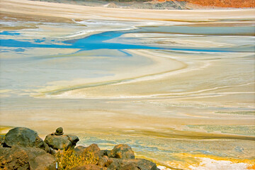 Sticker - Laguna Salar de Talar with rock pile, San Pedro de Atacama, Antofagasta Region, Chile