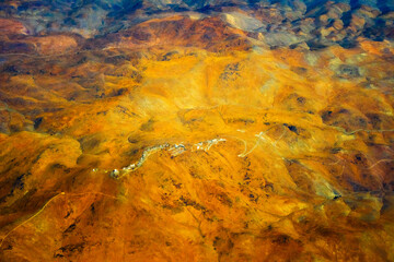 Wall Mural - Aerial view of land pattern on Atacama Desert, Chile