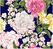 floral pattern with roses and small flowers for classic tapestry, textiles and decoration with vintage flower design
