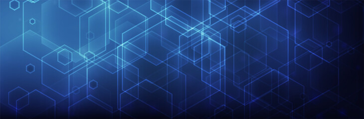 Aufkleber - Hexagon background. Blue technology pattern. Futuristic backdrop. Hex vector illustration