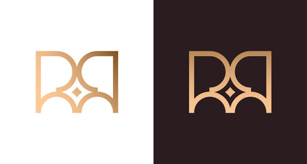 Wall Mural - Elegant letter RR logo with star element, luxury RR initial monogram, logo vector template