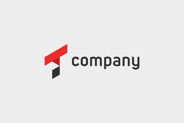 Poster - Abstract Initial Letter T Logo. Red and Black Geometric Shape Origami with Cutout Style isolated on White Background. Usable for Business and Branding Logos. Flat Vector Logo Design Template Element.