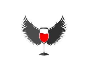 Poster - Wing eagle with glass of red wine