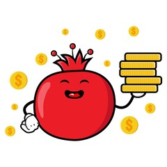 Poster - cute pomegranate cartoon mascot character funny expression