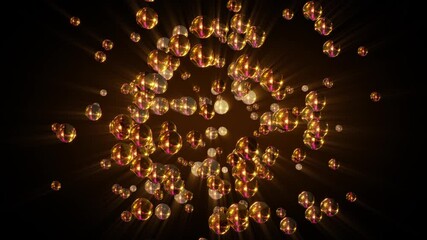 Poster - abstract background 3d animation shiny gold transparent spheres rotating in space loop