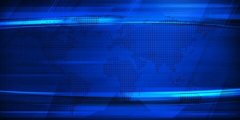 Poster - Modern Blue Broadcasting background with world map and Free Copy space