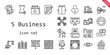 © NinjaStudio - 5 business icon set. line icon style. 5 business related icons such as ceramic, calendar, shop, maps, chair, mall, bill, pencil, padlock, drone, blueprint, presentation, security