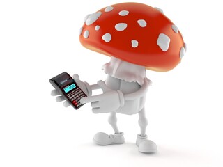 Canvas Print - Toadstool character using calculator