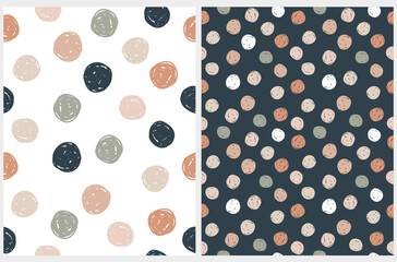 Wall Mural - abstract geometric irregular vector patterns with polka dots. cute childish endless texture. blue an