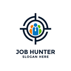 Wall Mural - Job hunter logo design template.Creative concept of find job vector illustration