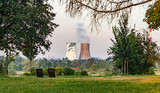 Fototapeta Miasto - heat and power plant chimneys, Krakow, Poland
