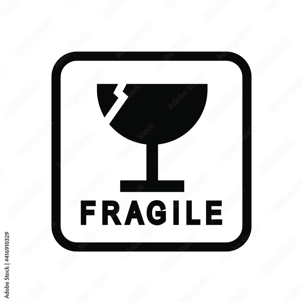 Fragile. Vector illustration of broken glass or glass and mirror symbol ...