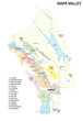Vector map of wine growing regions in Californias Napa Valley District, United States