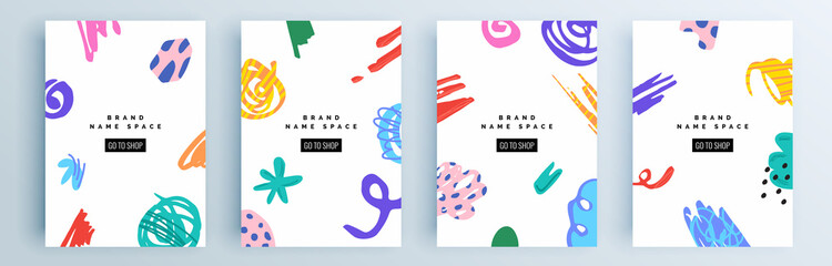 Modern abstract covers set, minimal covers design. Colorful geometric background, vector illustration.