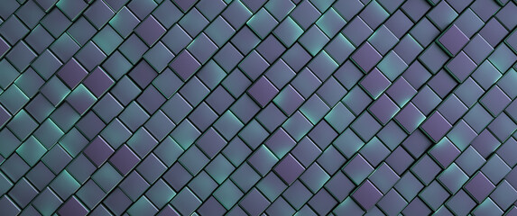 Wall Mural - Decorative technological background. Lots of glowing rectangular cells. Full frame.