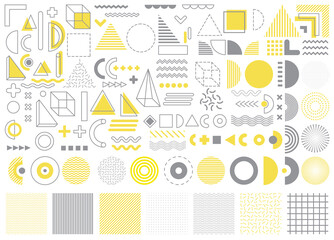 vector memphis, set of abstract geometric shapes, ornamental shapes, waves, seamless patterns, geome