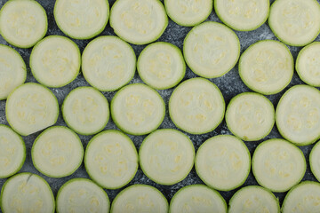 Wall Mural - Pile of zucchini slices. Zucchini background