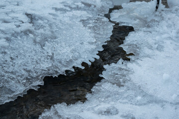 Poster - Water flowing in partially frozen creek