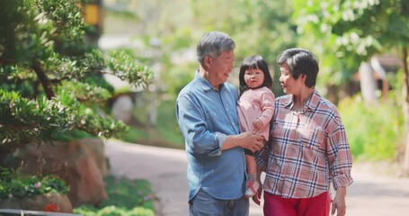 Wall Mural - asian senior couple are wandering