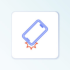 Poster - line shockproof mobile phone icon isolated on white background. colorful outline concept. vector.