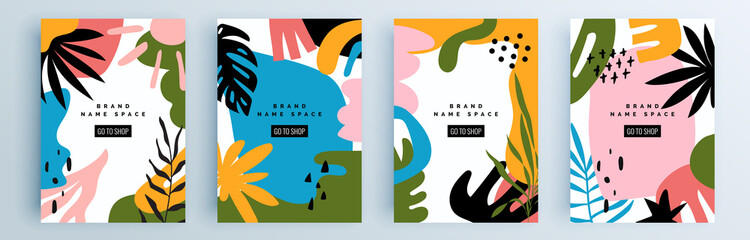 Modern abstract covers set, minimal covers design. Colorful geometric background, vector illustration.