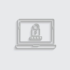 Poster - laptop password protection icon. Security password sign. padlock icon