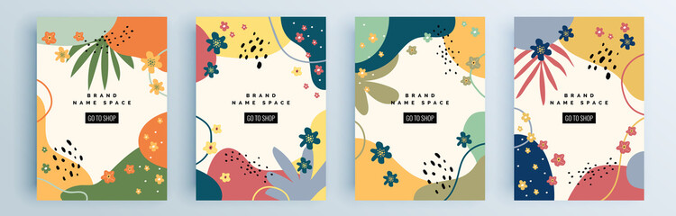 Modern abstract covers set, minimal covers design. Colorful geometric background, vector illustration.