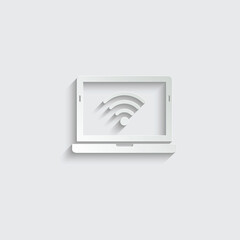 Poster - paper wi-fi icon with laptop.  internet icon vector