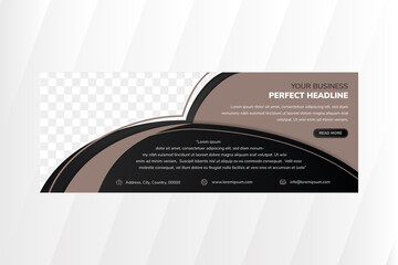 Poster - set of black and brown horizontal layout web banners of standard size with elements and designs space for photos. Illustration of vector template.