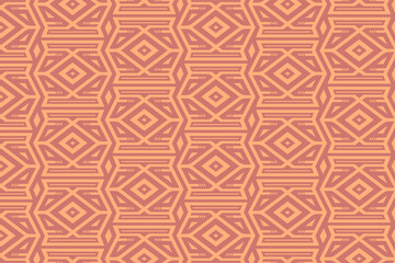 Poster - abstract modern Geometric seamless pattern, pink pastel background with square, diagonal and zig zag line. vintage pattern in the Greek style. horizontal layout design